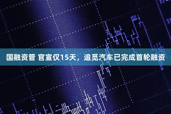 国融资管 官宣仅15天，追觅汽车已完成首轮融资