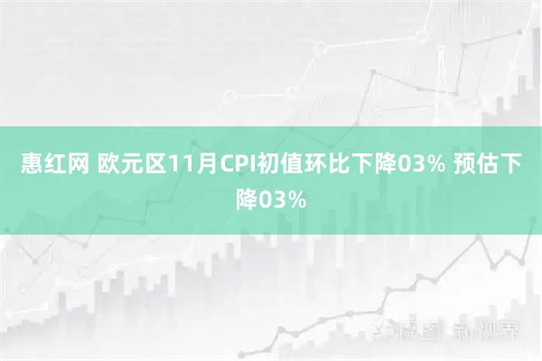 惠红网 欧元区11月CPI初值环比下降03% 预估下降03%