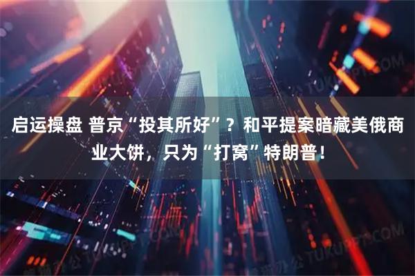 启运操盘 普京“投其所好”？和平提案暗藏美俄商业大饼，只为“打窝”特朗普！